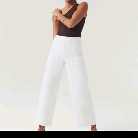 ▪️SPANX On-The-Go Cropped Wide Leg Pants in Classic White M Petite #93 - Picture 2 of 13